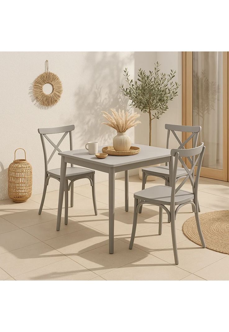 Silla Crossback Danubio de Terraza Exterior o Comedor - Gris-2