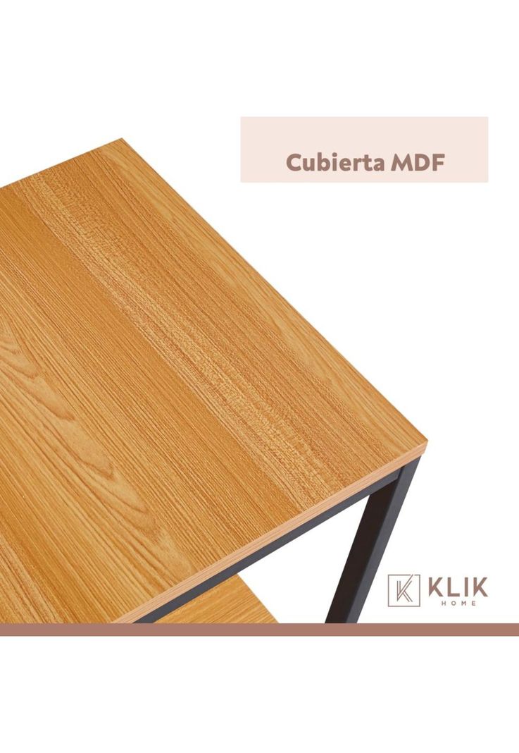 Velador Mesa Auxiliar Lateral de 2 Niveles - Madera Clara-4