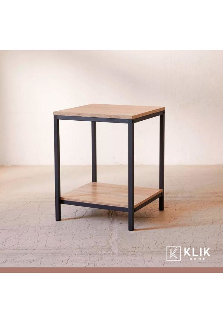 Velador Mesa Auxiliar Lateral de 2 Niveles - Madera Clara-7