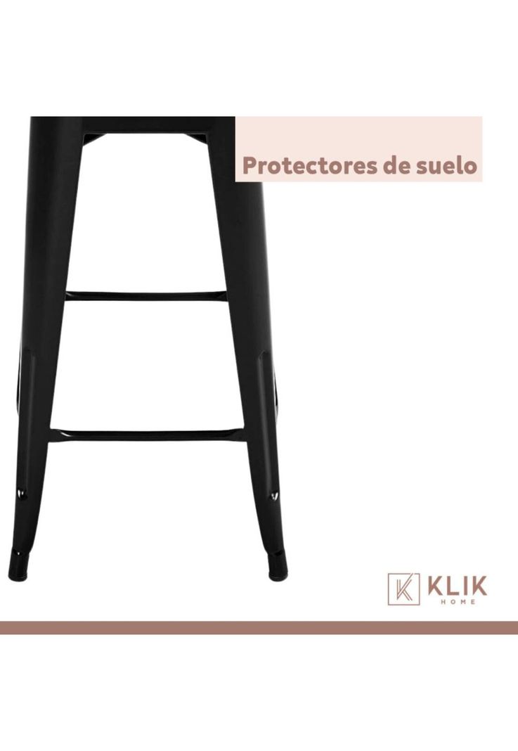 Taburete Tolix Negro Alto con Respaldo para bar o terraza - Asiento de madera Clara-6