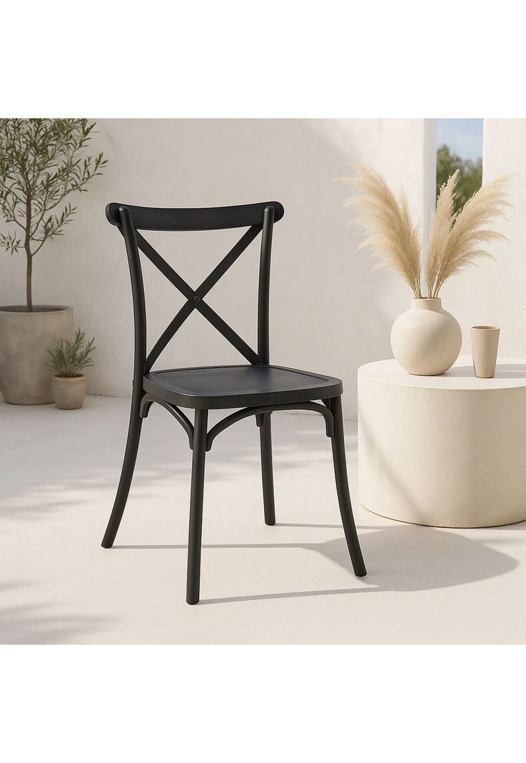 Silla Crossback Danubio de Terraza Exterior o Comedor - Negra-1