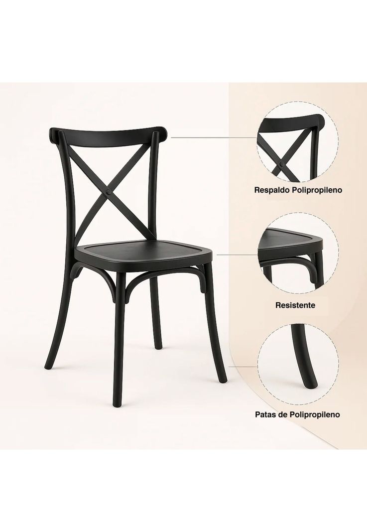 Silla Crossback Danubio de Terraza Exterior o Comedor - Negra-4