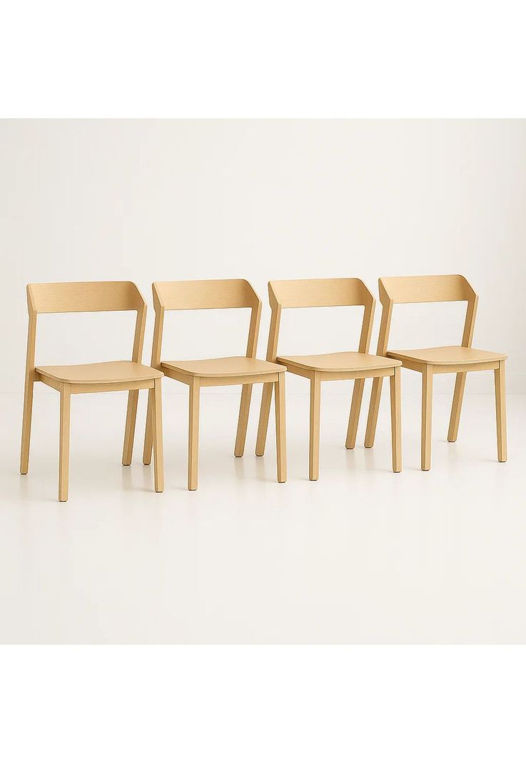 Pack de 4 Sillas de Comedor Madera Rover Viena Natural Cafe