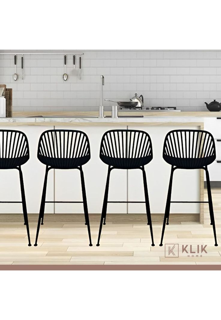 Pack de 4 Taburetes Piso Bar Tropea Alto - Negro-1