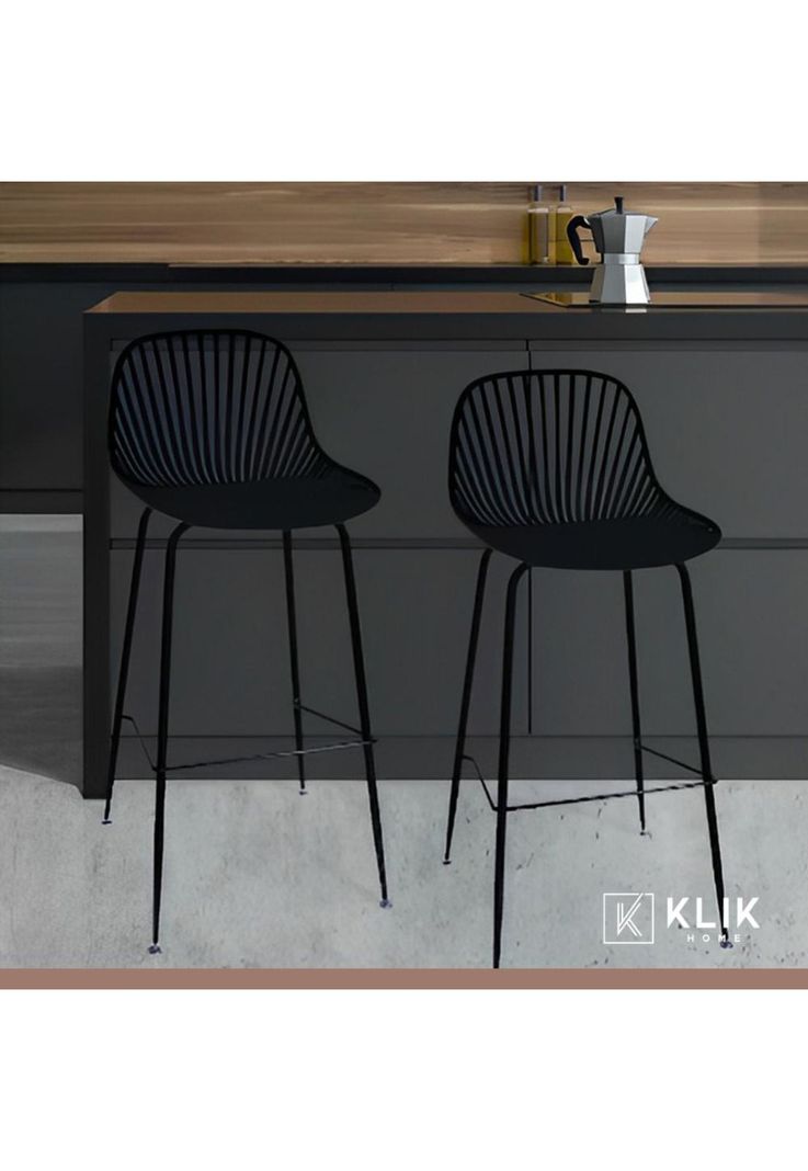 Pack de 4 Taburetes Piso Bar Tropea Alto - Negro-4