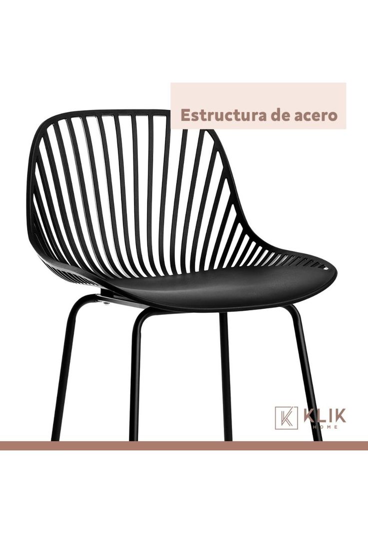 Pack de 4 Taburetes Piso Bar Tropea Alto - Negro-5