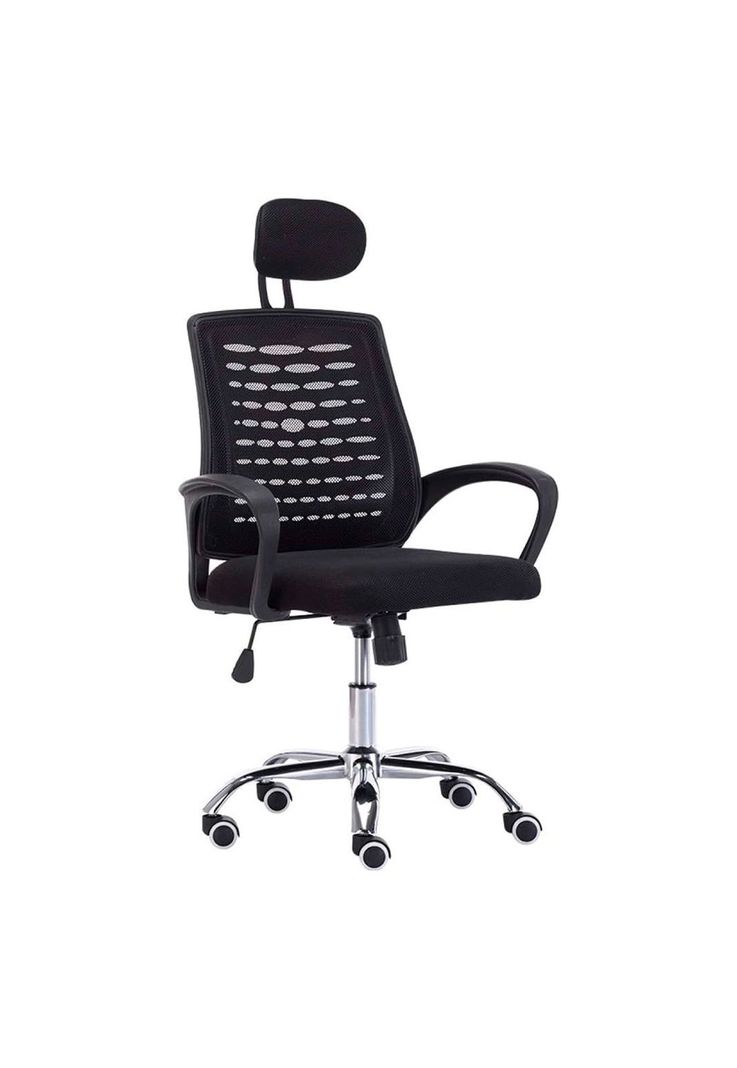 Silla oficina simply mesh negra con apoyabrazos y cabeza-0