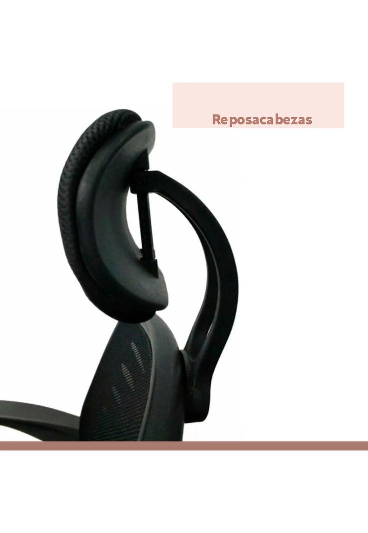 Silla oficina simply mesh negra con apoyabrazos y cabeza-4