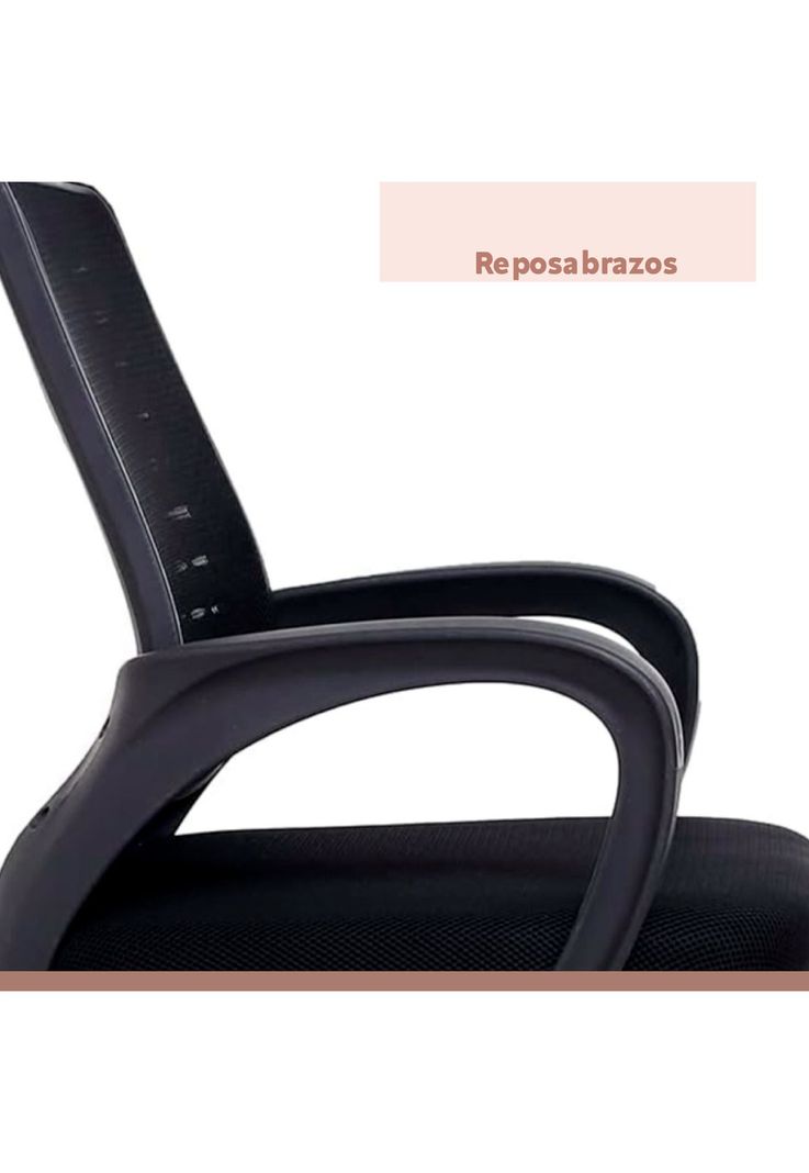 Silla oficina simply mesh negra con apoyabrazos y cabeza-6