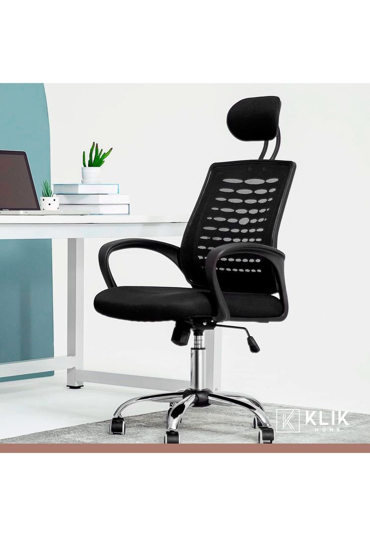 Silla oficina simply mesh negra con apoyabrazos y cabeza-7