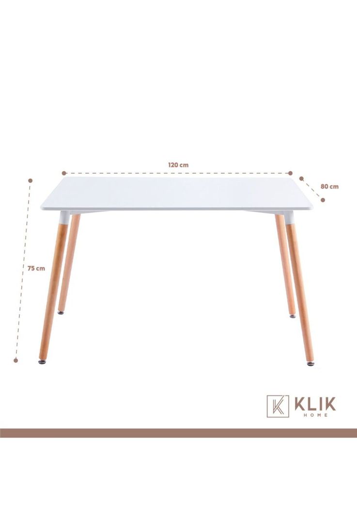 Comedor Mesa de 120x80 Rectangular Blanca + 6 Sillas Tulip - Blancas-5
