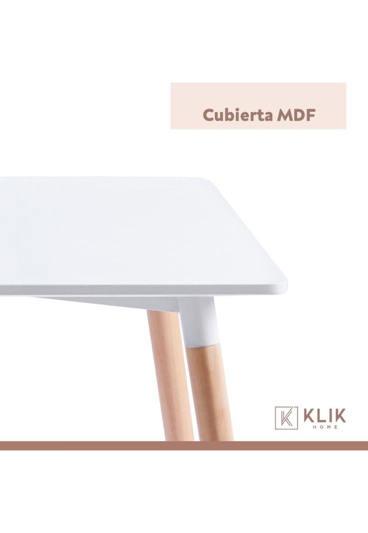 Comedor Mesa de 120x80 Rectangular Blanca + 6 Sillas Tulip - Blancas-7
