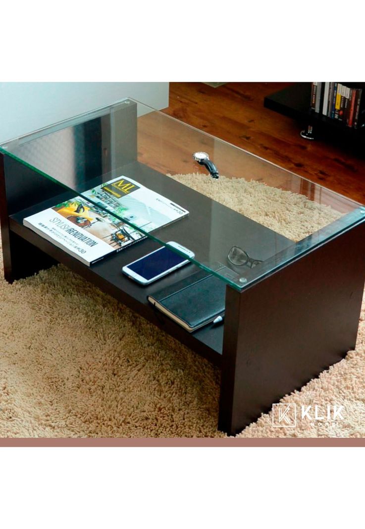 Mesa de centro moderna madera walnut wood vidrio-1