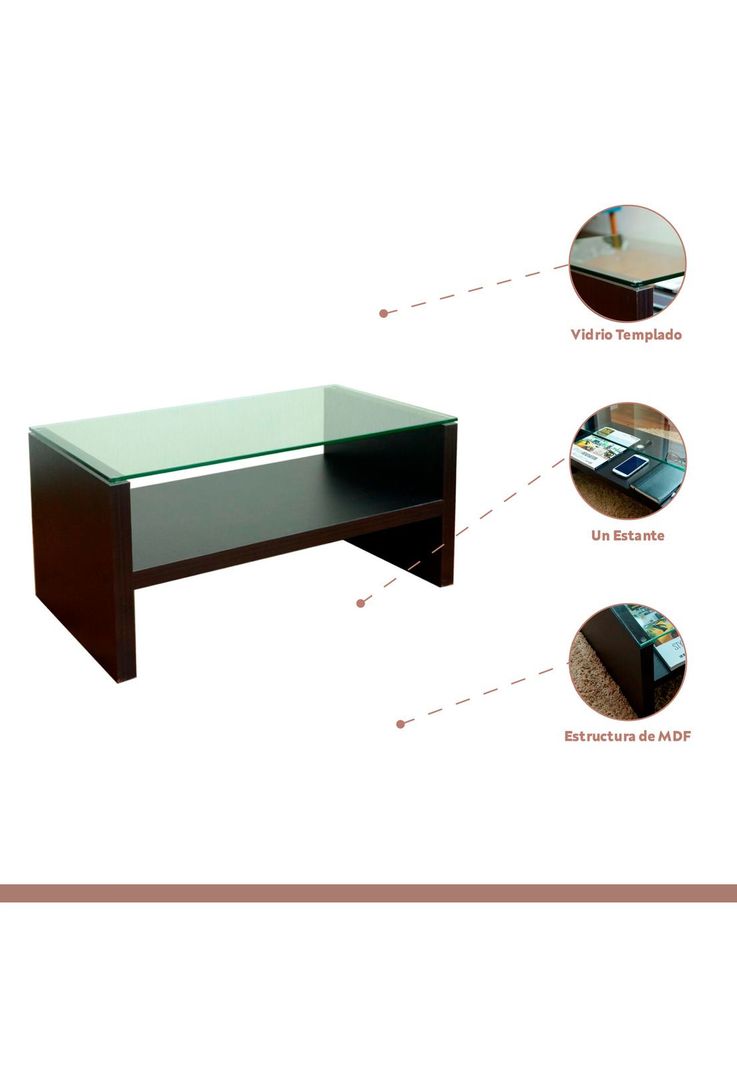 Mesa de centro moderna madera walnut wood vidrio-2