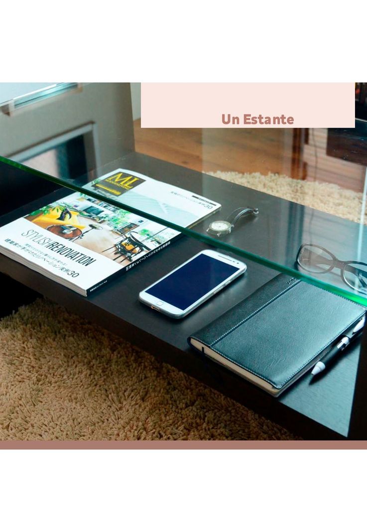Mesa de centro moderna madera walnut wood vidrio-5