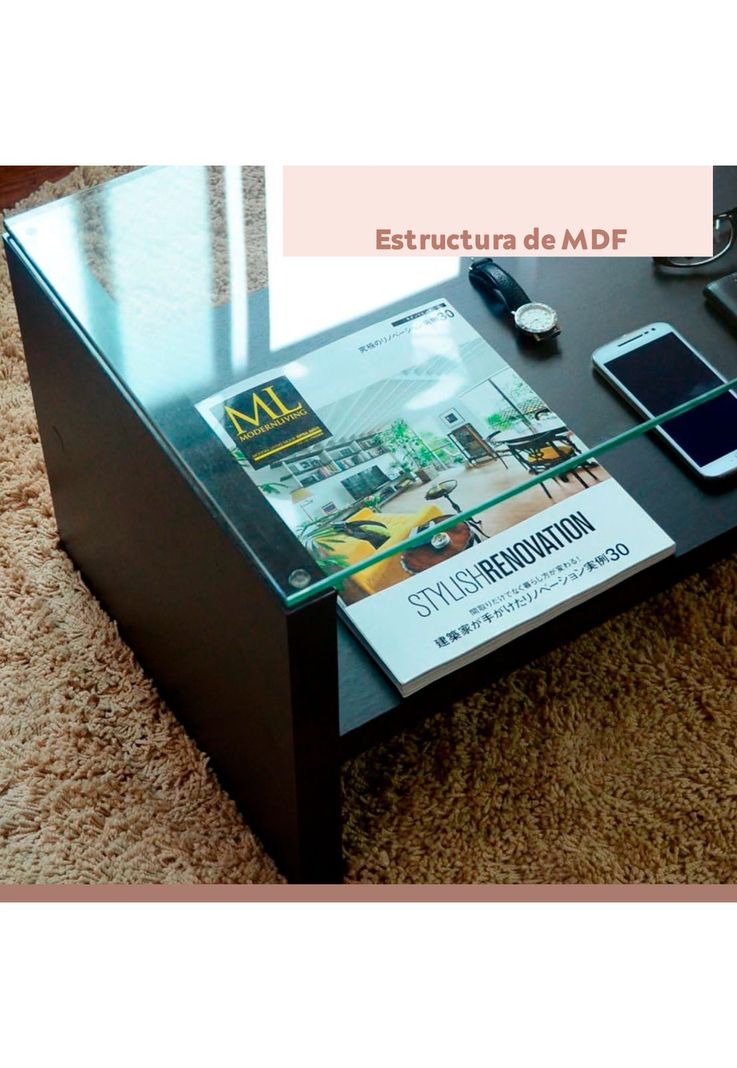 Mesa de centro moderna madera walnut wood vidrio-6
