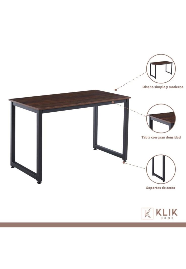 Escritorio Industrial Home Office - Madera Oscura Walnut-2