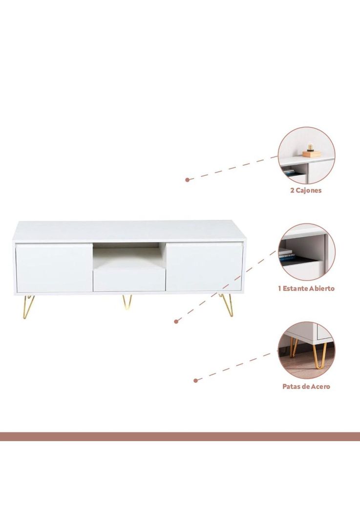Rack de TV o Buffet con Cajones Simply White-2
