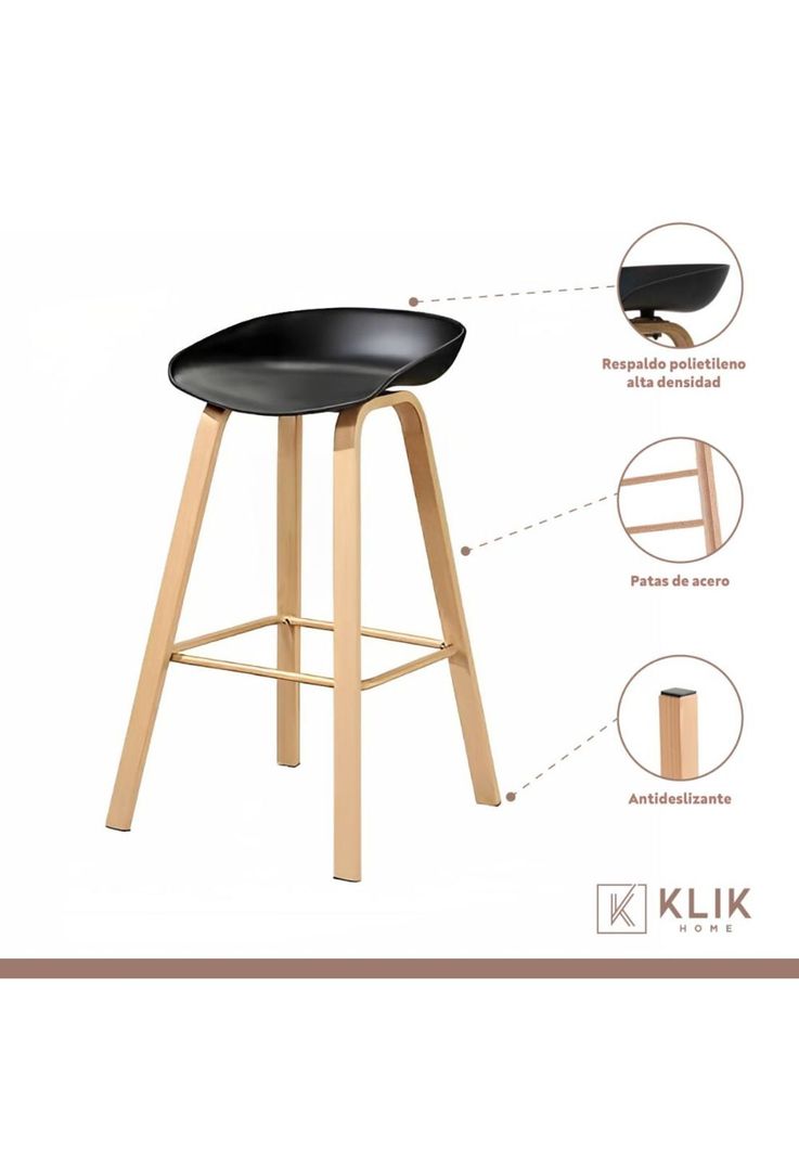 Pack de 4 Taburetes Nordic - Negro-2