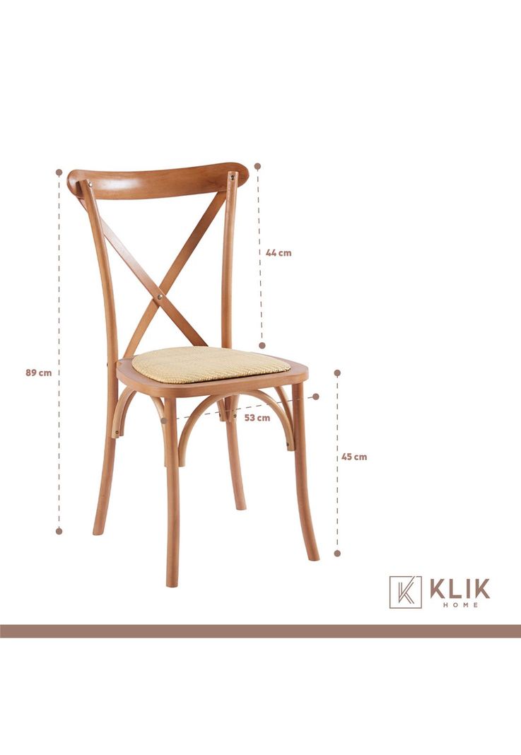 Comedor redonda de vidrio Cross 120cm + 5 Sillas Crossback Madera-4