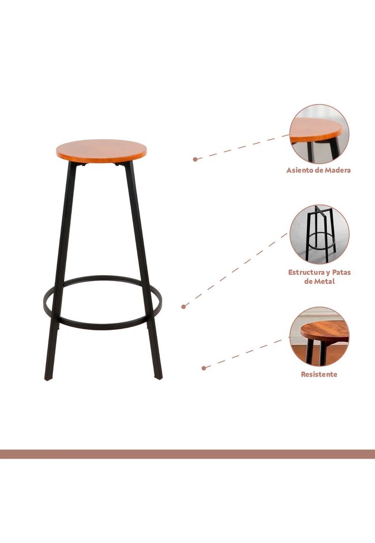 Pack de 4 Pisos taburete de bar elipse industrial-2