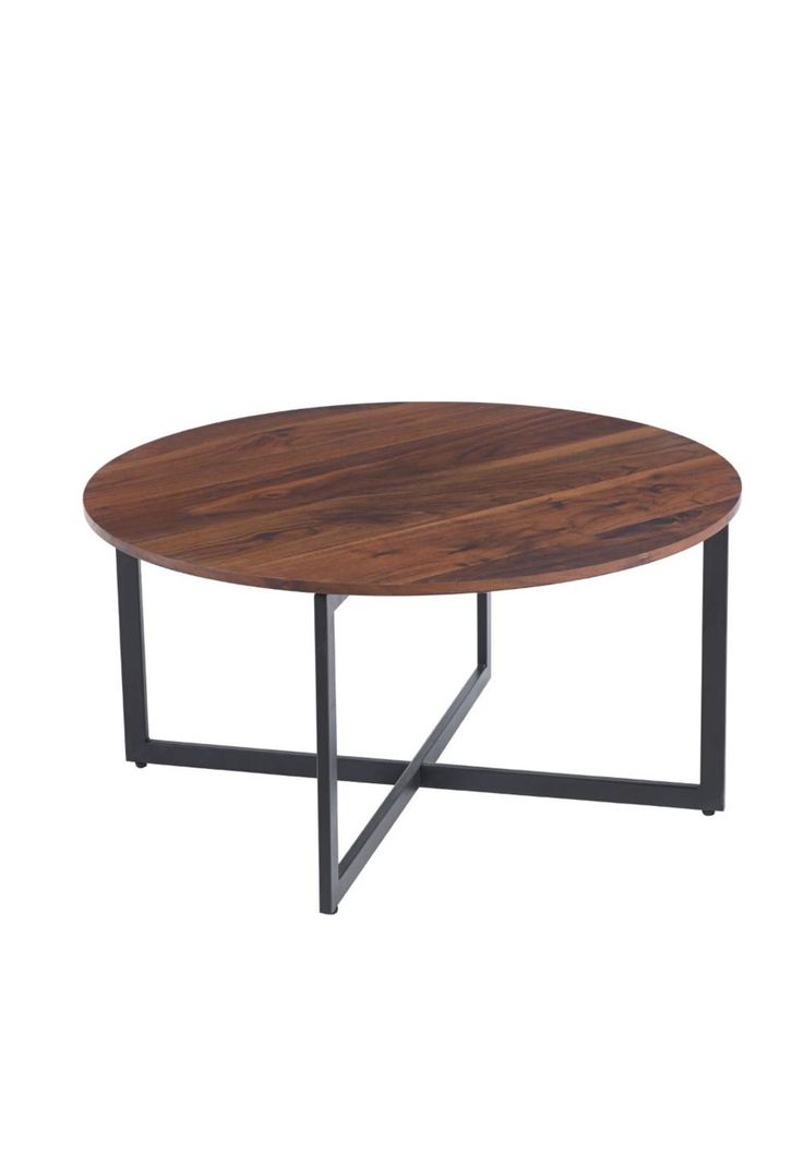 Mesa de centro 80cm redonda - Madera Oscura Walnut-0