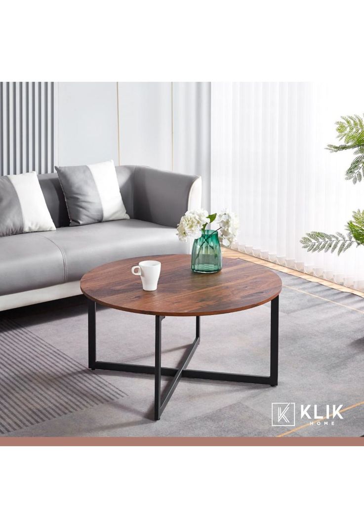 Mesa de centro 80cm redonda - Madera Oscura Walnut-1