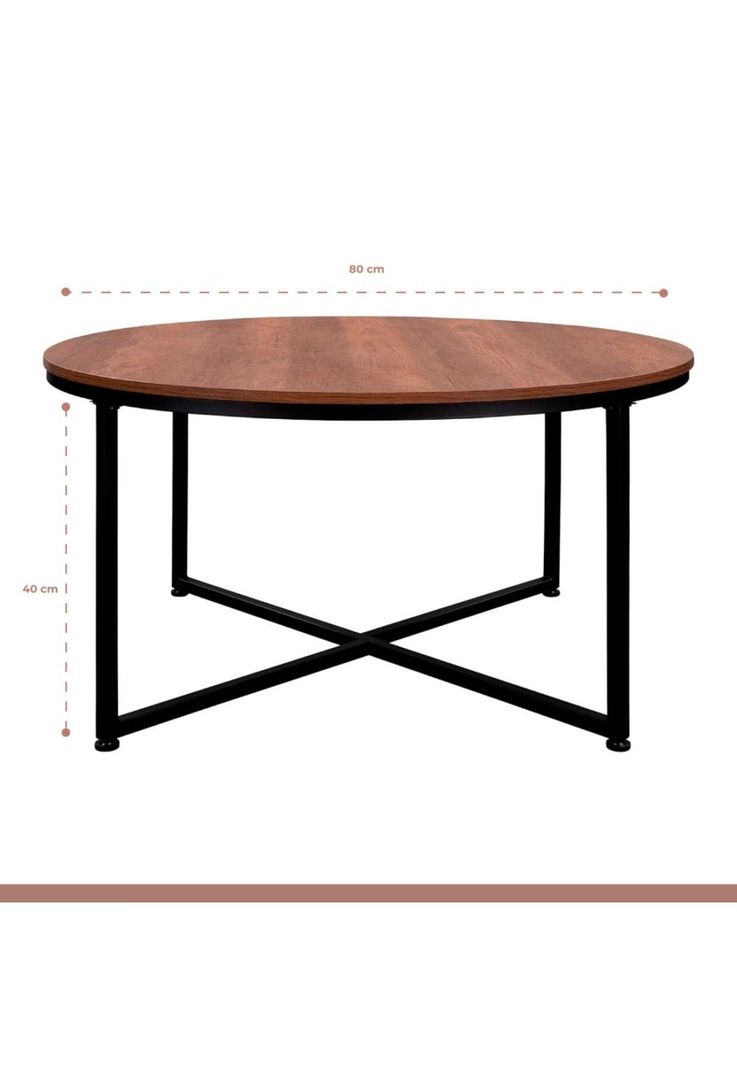 Mesa de centro 80cm redonda - Madera Oscura Walnut-3