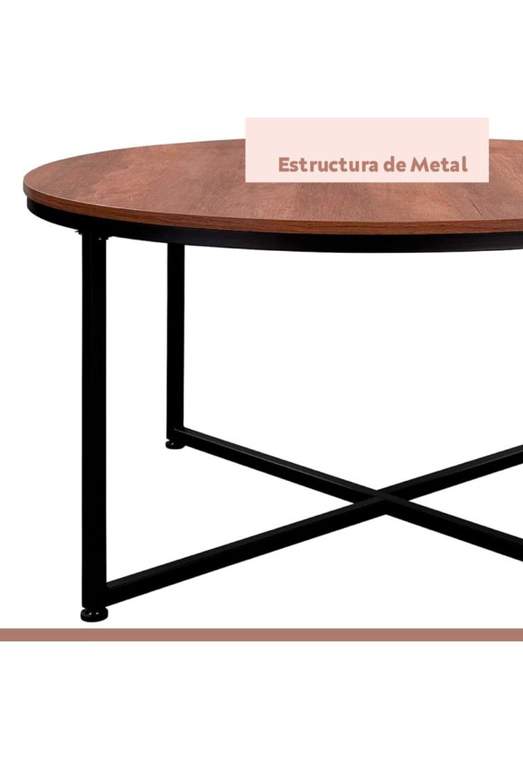 Mesa de centro 80cm redonda - Madera Oscura Walnut-5