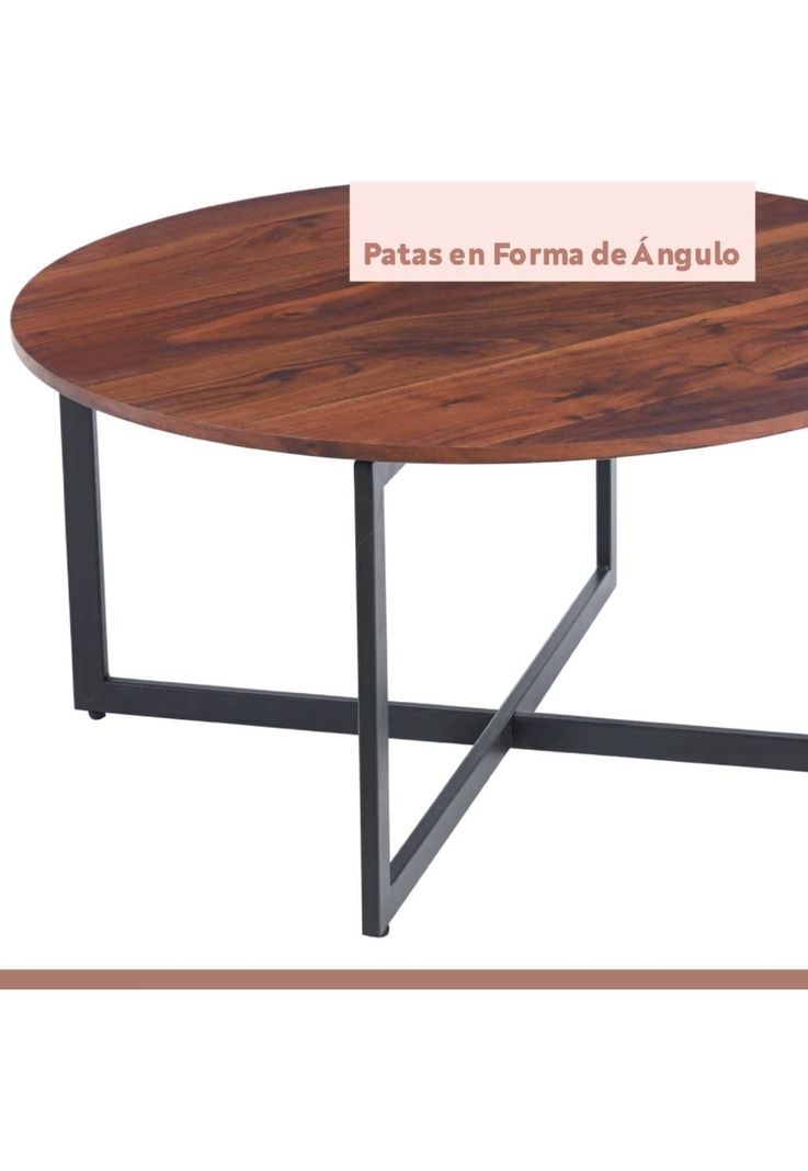 Mesa de centro 80cm redonda - Madera Oscura Walnut-6