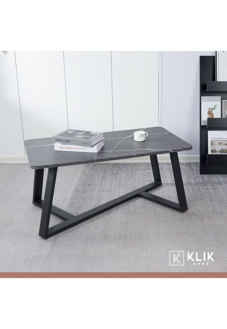 Mesa de centro marmol MDF Gris 100x50-1
