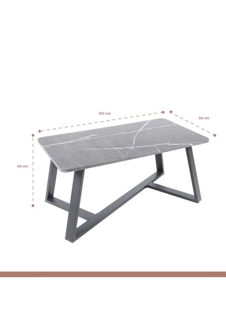 Mesa de centro marmol MDF Gris 100x50-3