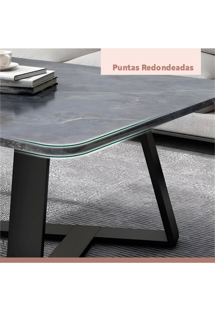 Mesa de centro marmol MDF Gris 100x50-4