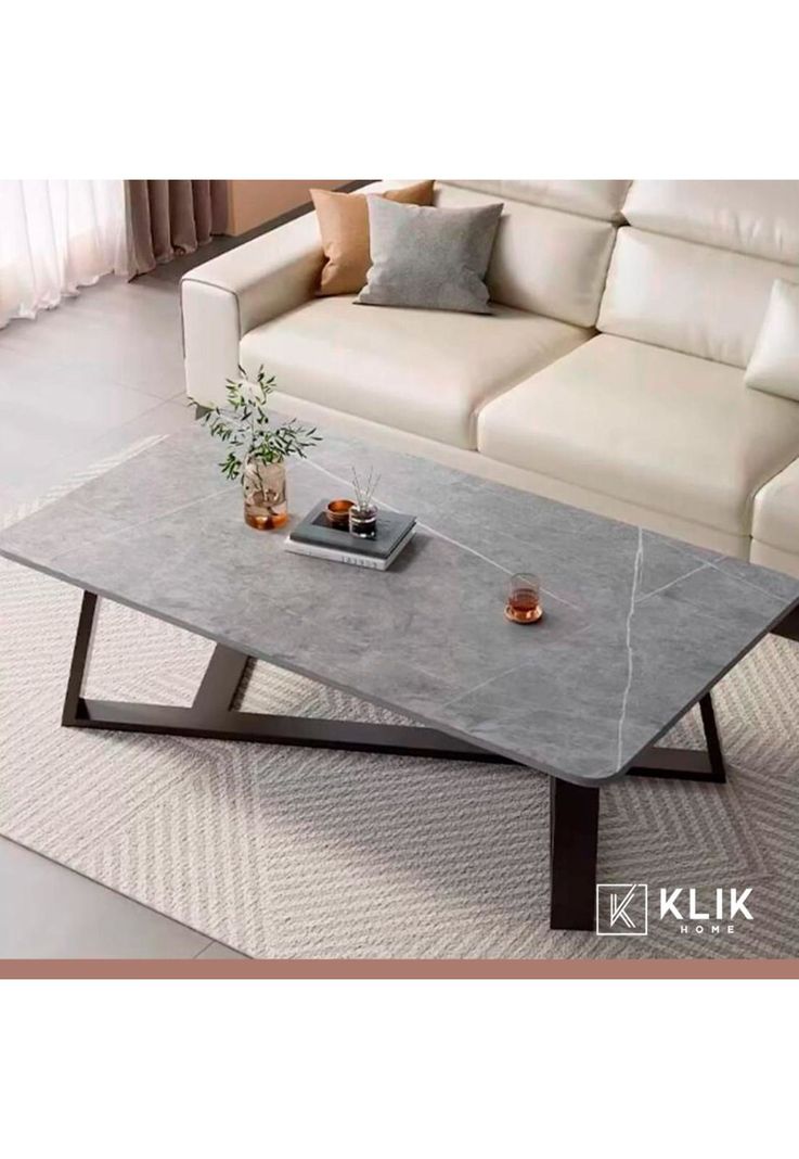 Mesa de centro marmol MDF Gris 100x50-7