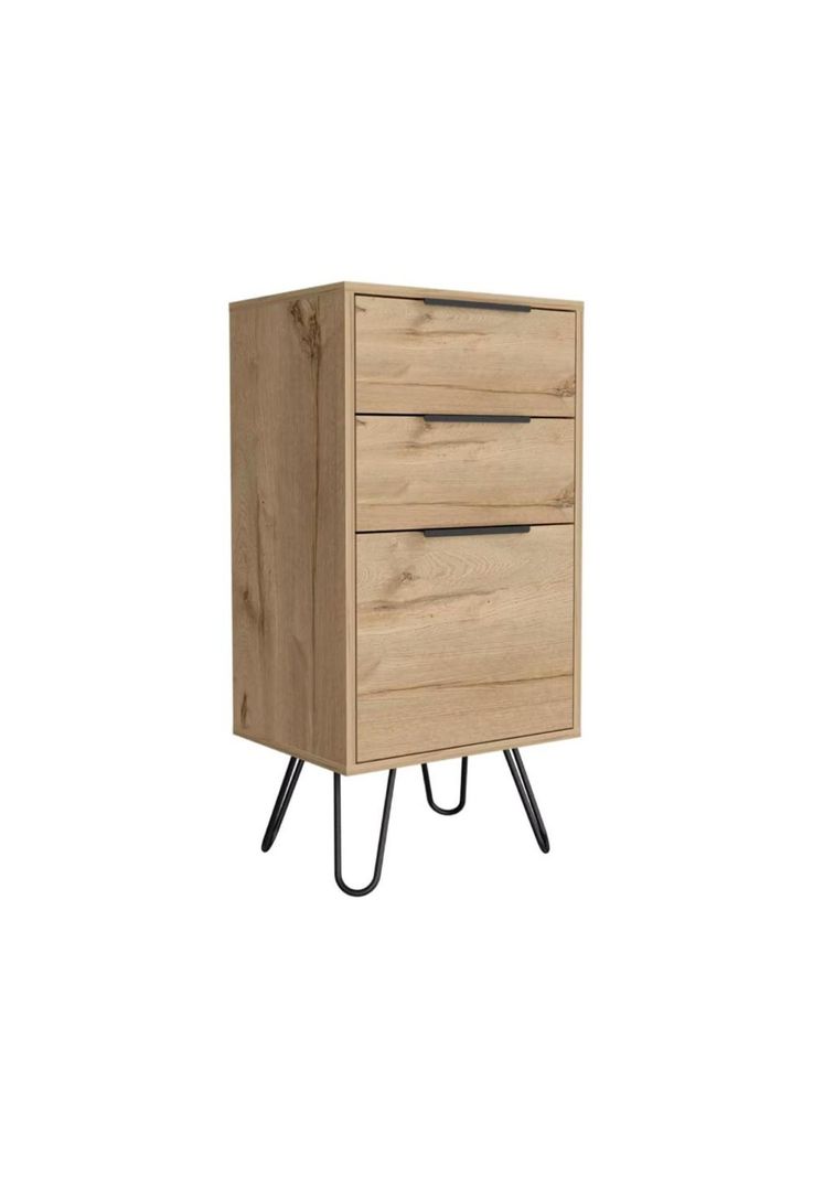 Cómoda 3 cajones metal y madera MDF-0