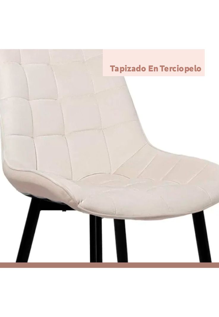 Comedor Mesa Vidrio Rectangular 120x80 + 6 Silla Macron Terciopelo - Beige-7