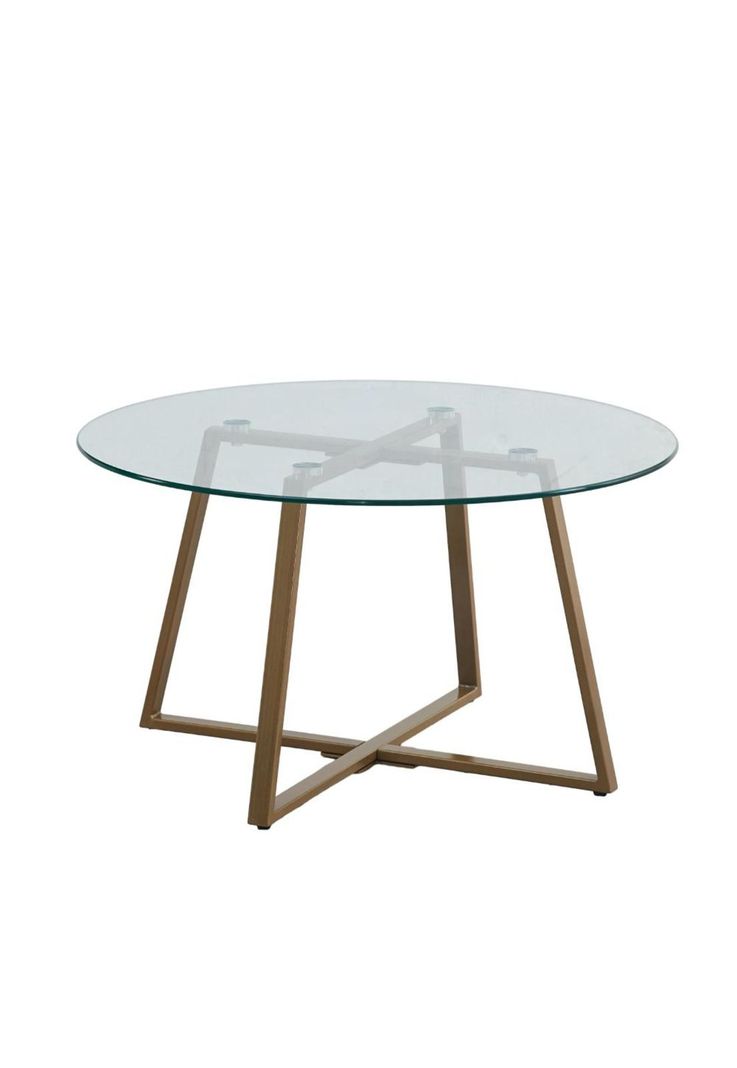 Mesa de centro para living de vidrio y metal 80cm-0