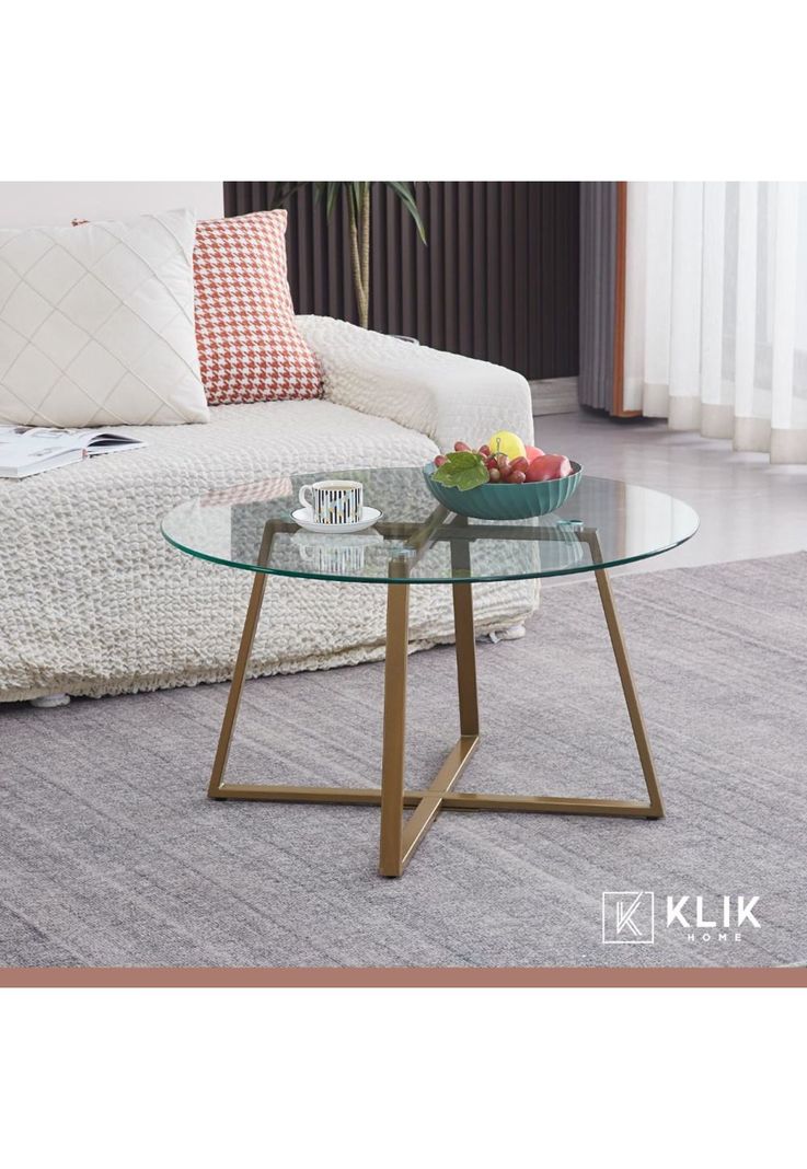 Mesa de centro para living de vidrio y metal 80cm-1