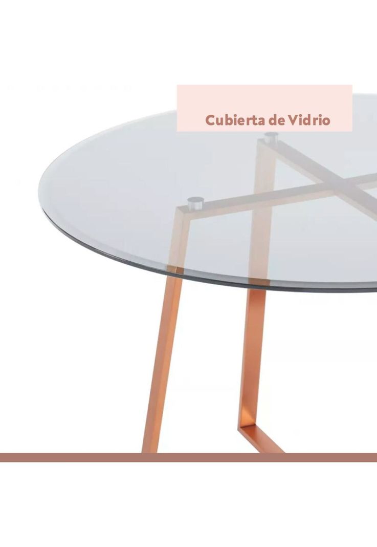 Mesa de centro para living de vidrio y metal 80cm-4