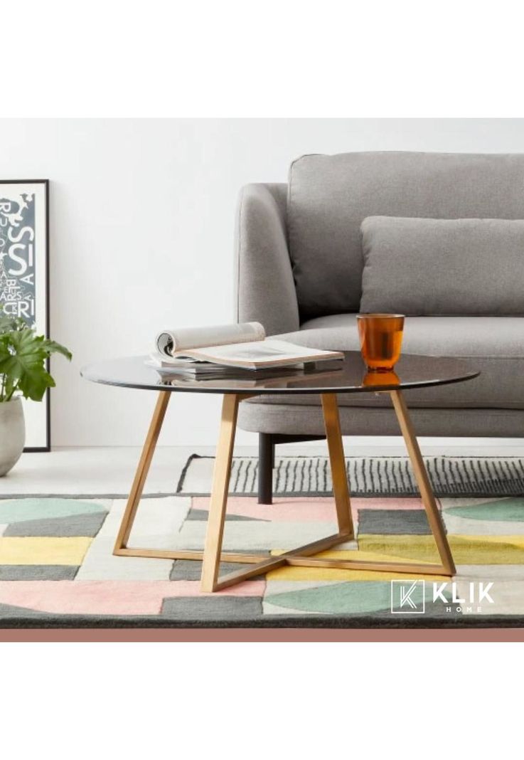 Mesa de centro para living de vidrio y metal 80cm-7