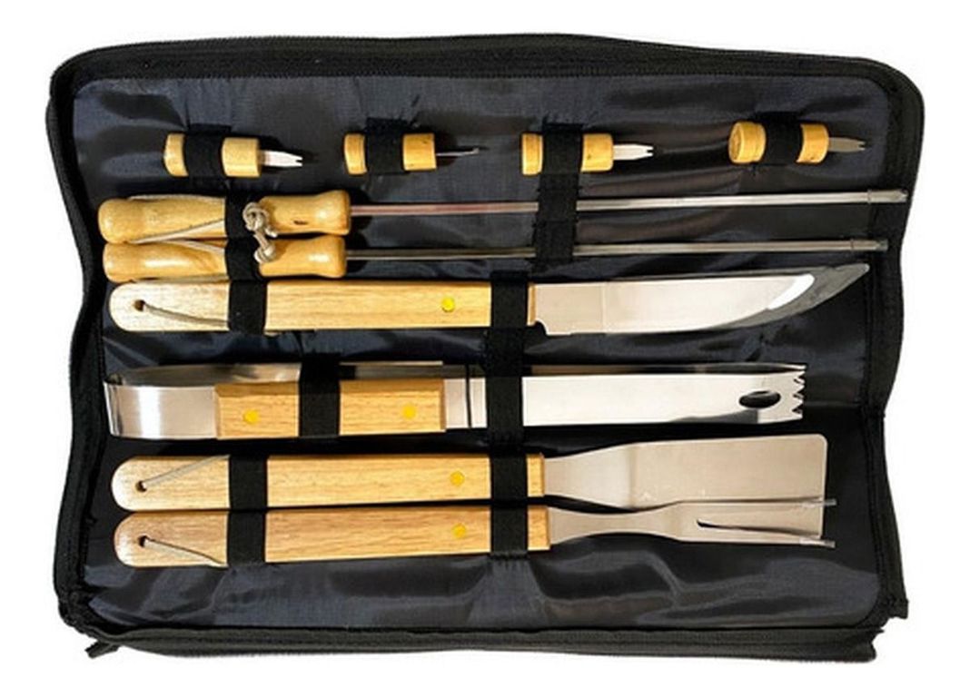Set Parrillero 10 Herramientas Con Bolso Kit Asado - Norplat-2
