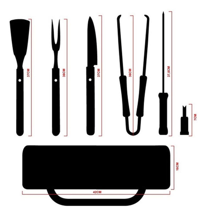 Set Parrillero 10 Herramientas Con Bolso Kit Asado - Norplat-5