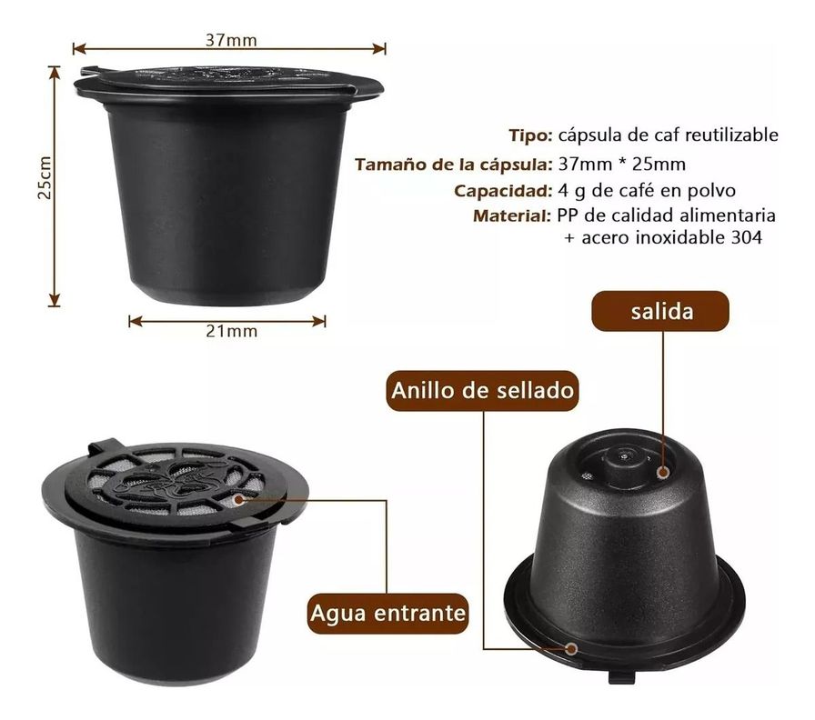 6 Capsulas Cafe Reutilizable Para Cafetera Nespresso Norplat-1