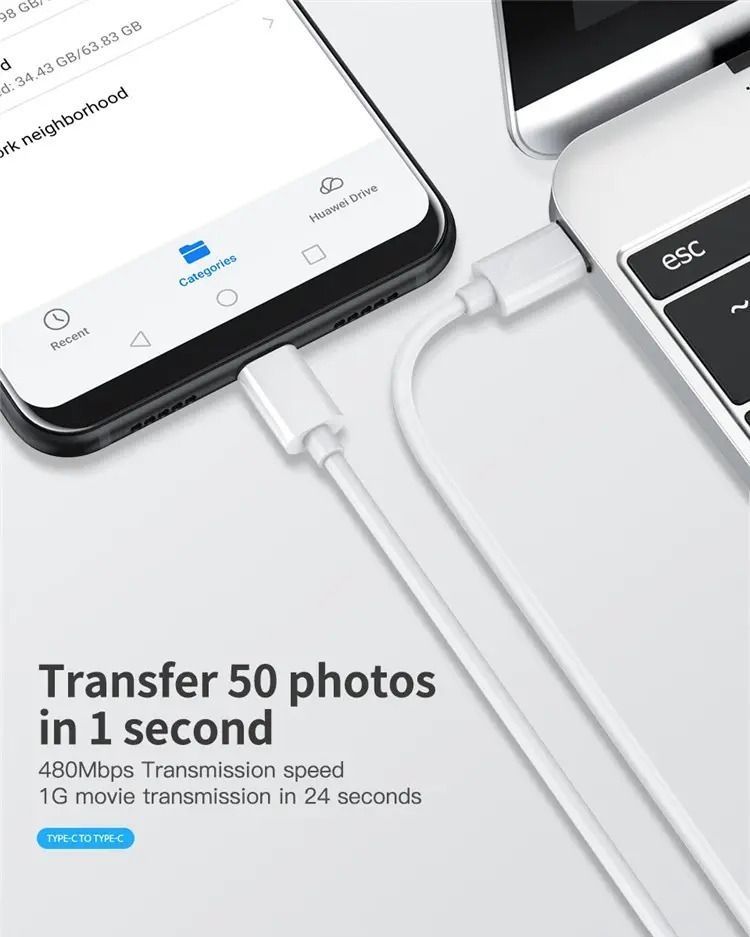 Cable Tipo C A C - Usb C Usbc - Carga Rápida 60w - Norplat-5