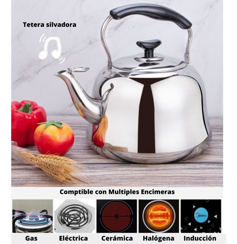 Tetera 3 Litros Acero Inoxidable Para Toda Encimera - Norplat-6