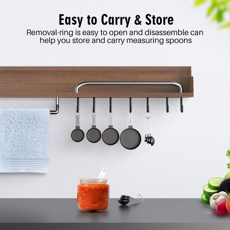 4 Cucharas + 4 Tazas Medidora Mango Acero Inoxidable Norplat-3