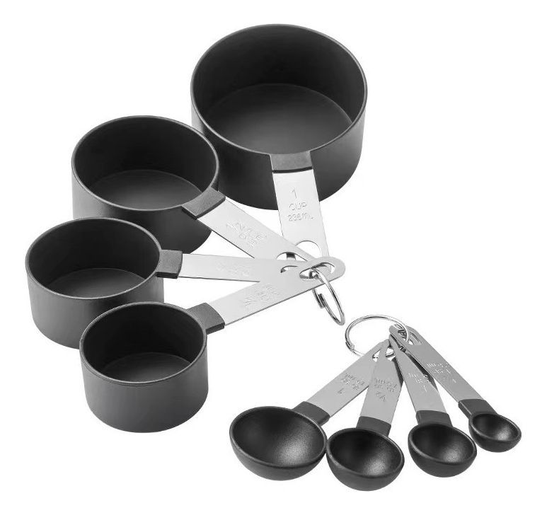 4 Cucharas + 4 Tazas Medidora Mango Acero Inoxidable Norplat-4