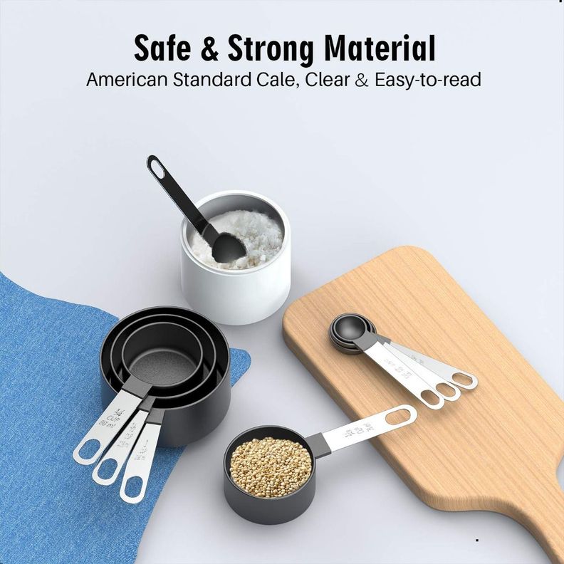 4 Cucharas + 4 Tazas Medidora Mango Acero Inoxidable Norplat-7