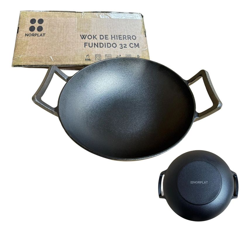 Wok De Hierro Fundido 32 X 9 Cm Redondo - Norplat-0