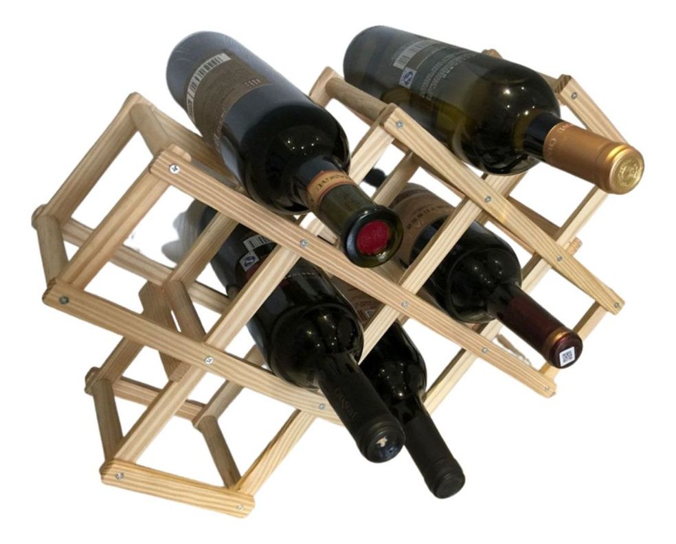 Organizador De Botellas Plegable Madera Hasta 10 Vinos Norplat-0